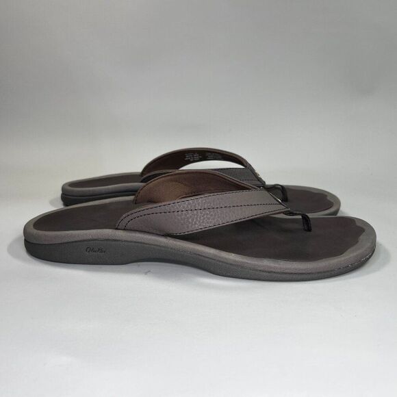 OluKai Ohana Sandals Women's Size 10 Brown Leather Beach Toe Post Flip Flops - Picture 1 of 9